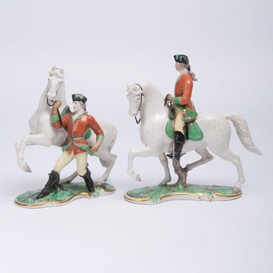 Two Equestrian Figures from the 'Nymphenburg Red Hunt