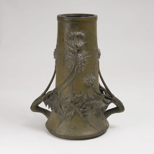 An Art Nouveau Double Handle Vase with Thistles