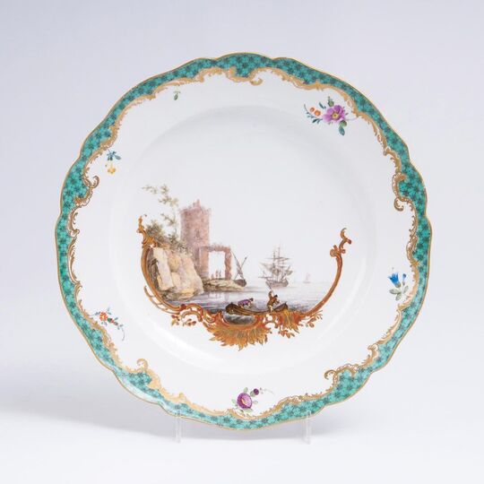 A Plate with Coastal Landscape