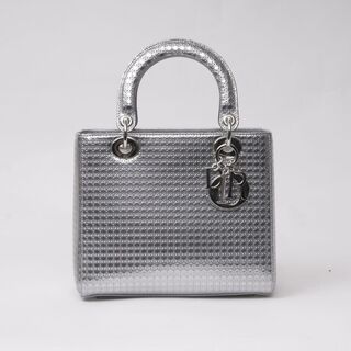 Lady Dior Bag Silver Perforated