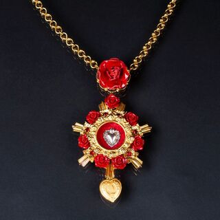 Dolce & Gabbana - Collier 'Devotion con Cuore' mit Herz- und Rosendekor Collier 'Devotion con Cuore' mit Herz- und Rosendekor