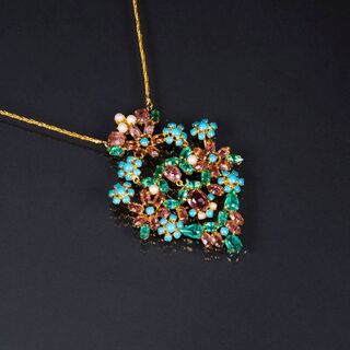 A large Flower Pendant on necklace by Henkel & Grosse