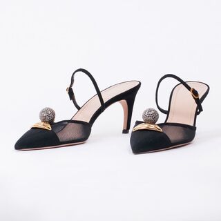 A Pair of Highheels Mules with Strass