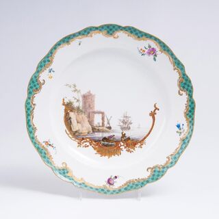 A Plate with Coastal Landscape