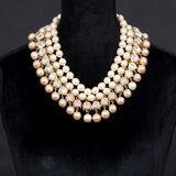 Zwei Faux Pearls Vintage-Colliers mit Strass-Besatz - Bild 1