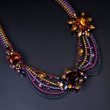 Farbintensives Strass Collier mit Blüten - Bild 2