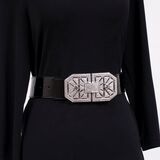 A Leather belt with splendid Swarovski Belt Buckle - image 1