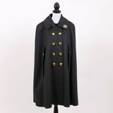 A Dark Grey Wool Cape with Gold Buttons - image 1