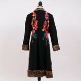 A Black Woolen Coat with Embroidered Flower Decor - image 2