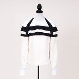Colour Blocking Striped Top Black-and-White