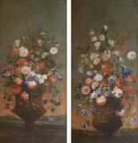 Paar Gegenstücke: Bouquets in Vasen - Bild 1
