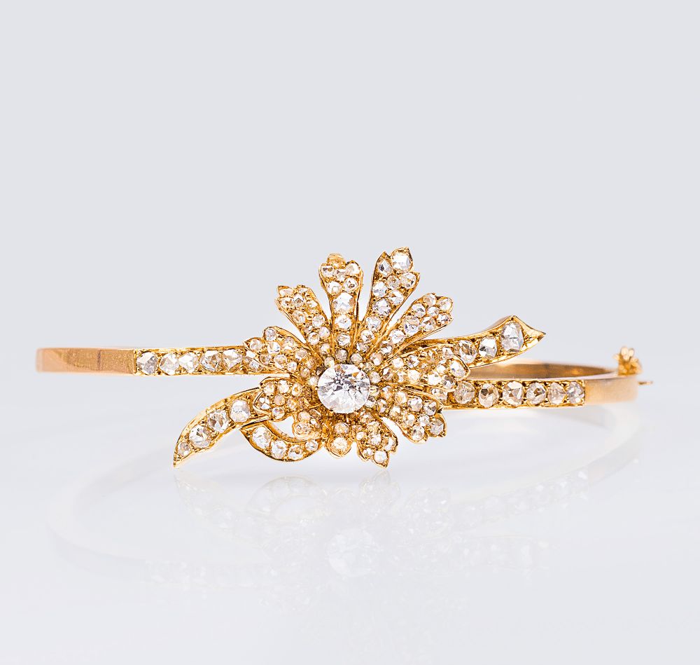 An Art Nouveau Bangle Bracelet with Diamonds - image 2