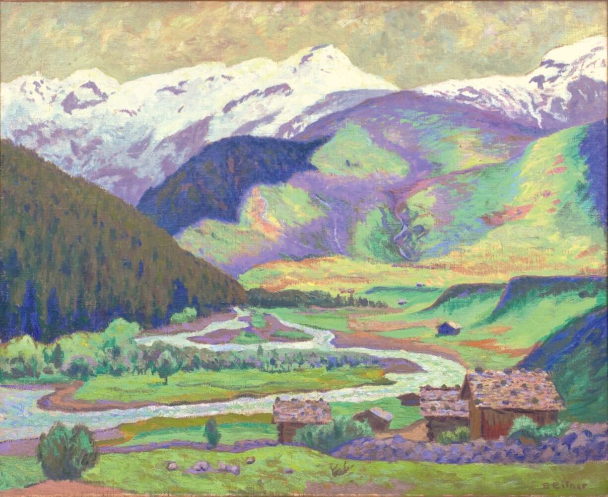 Ernst Eitner - Rhine with Mount Badus Rhine with Mount Badus
