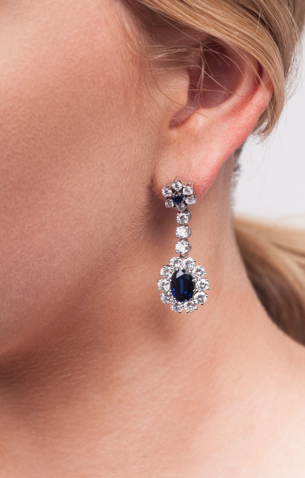 A Pair of Sapphire Diamond Earpendants - image 2