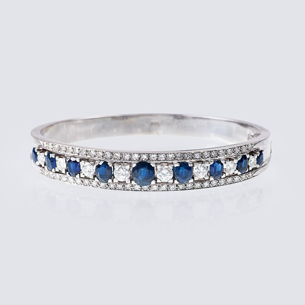 A Vintage Sapphire Diamond Bangle Bracelet