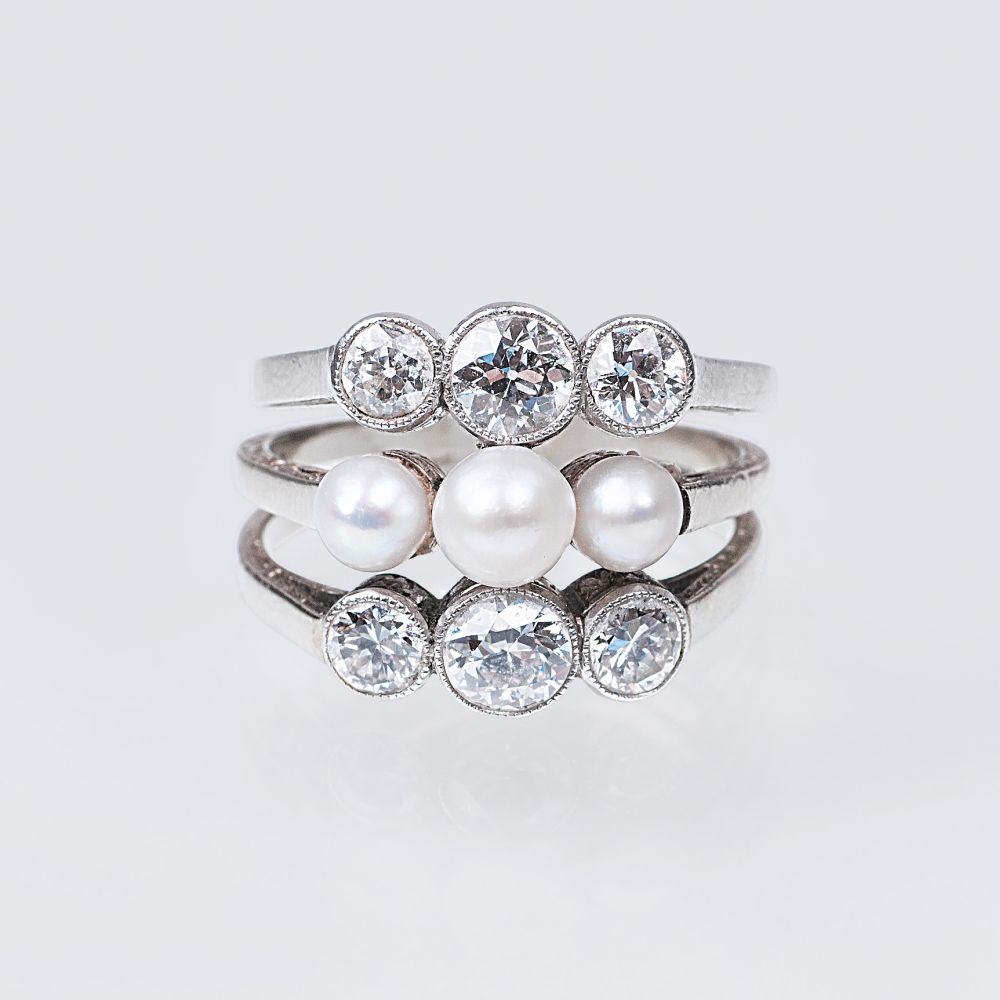 An Art Nouveau Diamond Pearl Ring