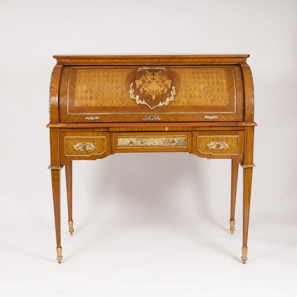 A large Empire Style Cylindrical Secretary