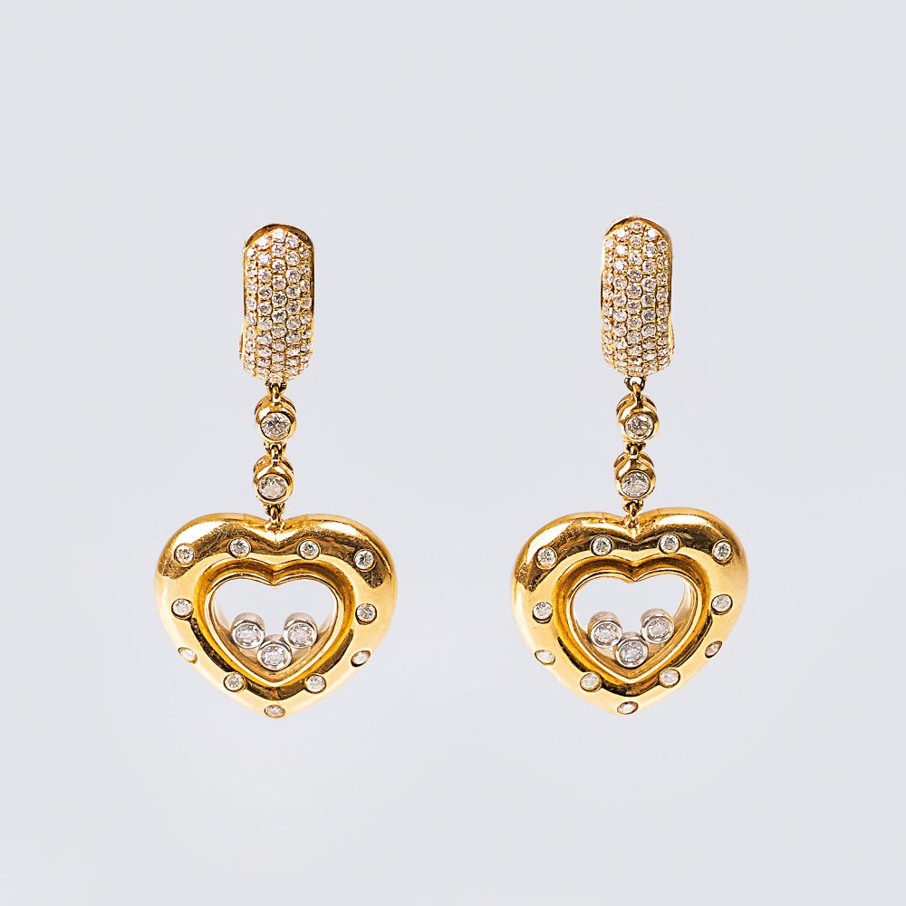 A Pair of Heart Diamond Earpendants