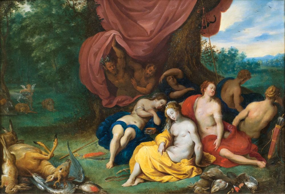 Diana und ihre Nymphen werden von Satyrn entdeckt