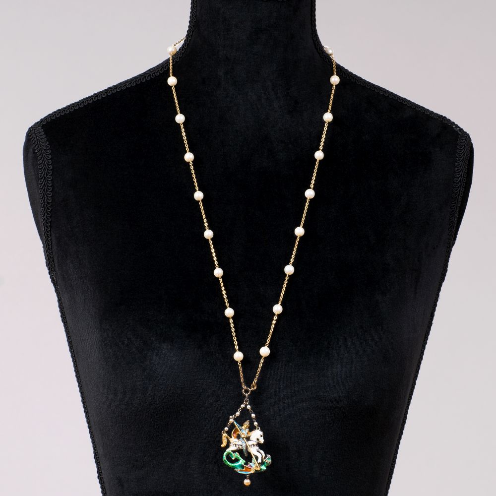 A Pendant 'Saint George with Dragon' on golden necklace - image 2