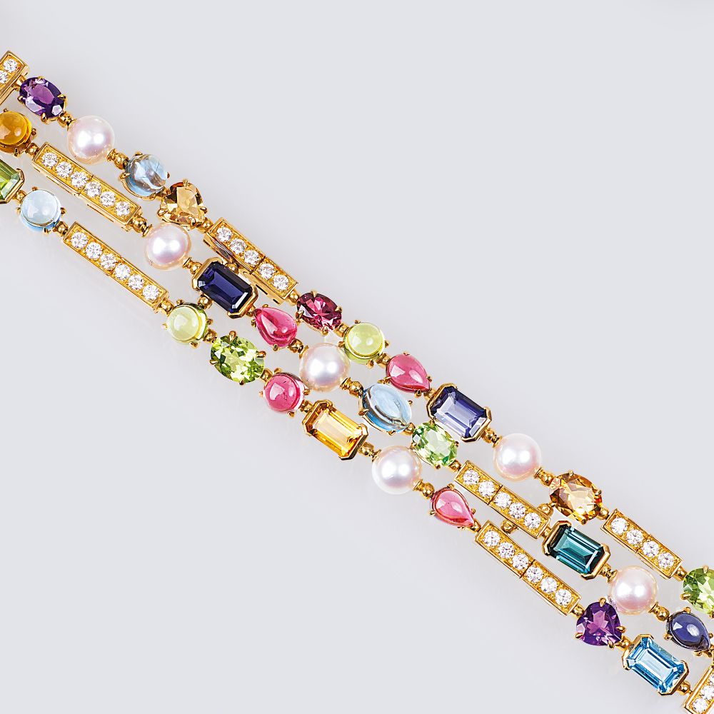 Bvlgari Yellow Gold Multi-Gem, Pearl & Diamond Allegra Bracelet | Rich  Diamonds