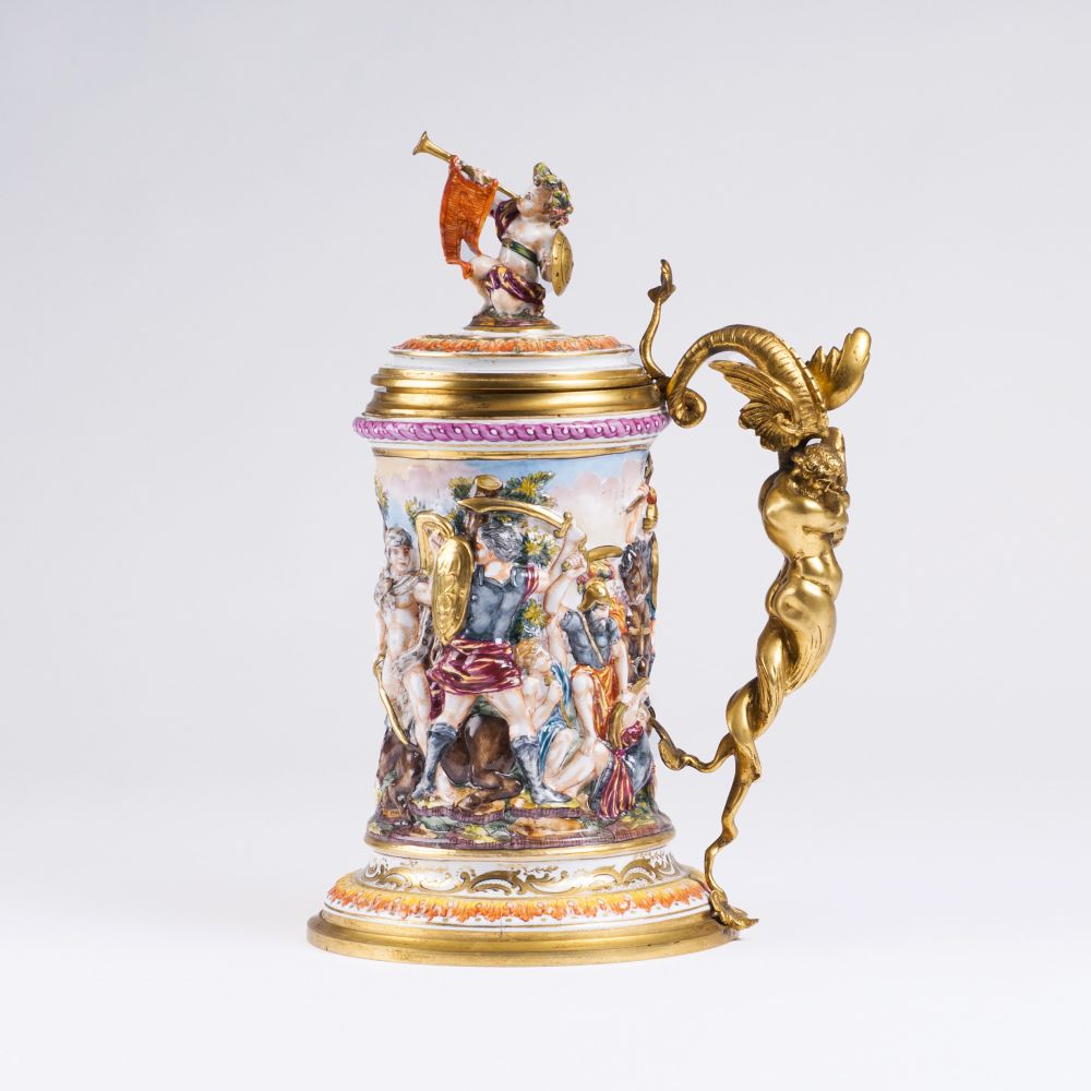 A Capodimonte Gilt Bronze Mounted Porcelain Tankard