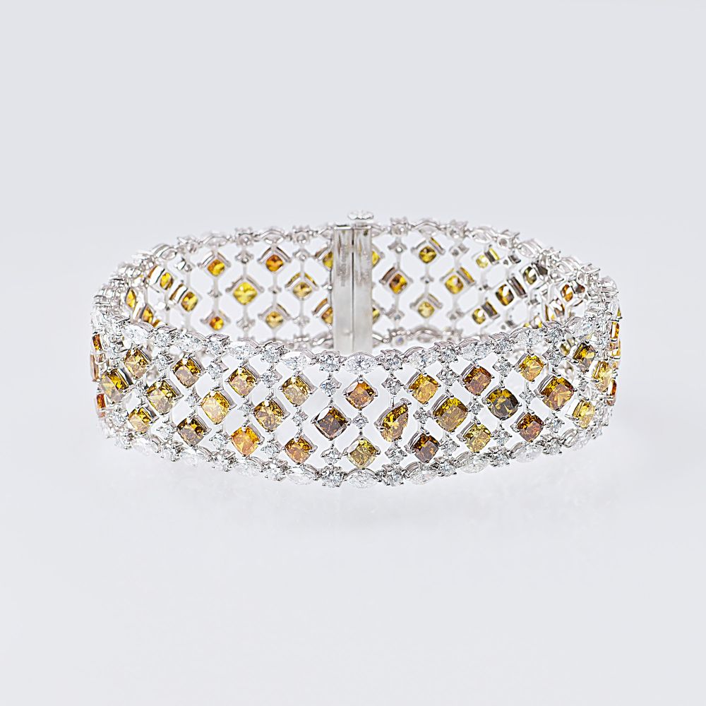 A Diamond Bracelet with Fancy and River - Rare White Diamonds - image 2