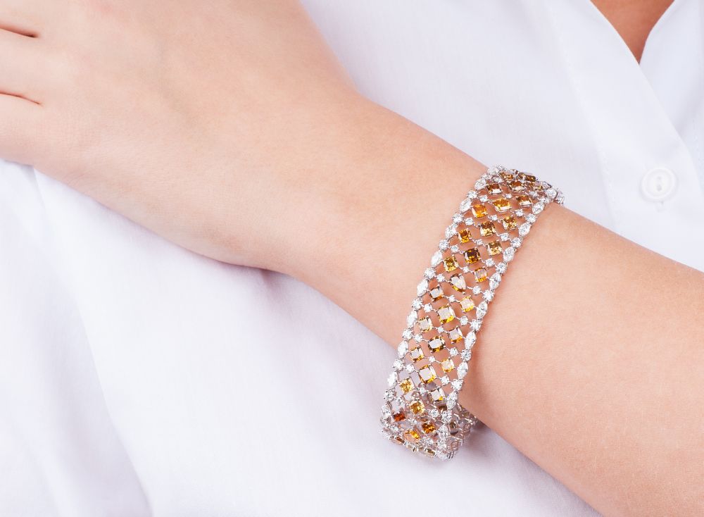 A Diamond Bracelet with Fancy and River - Rare White Diamonds - image 3
