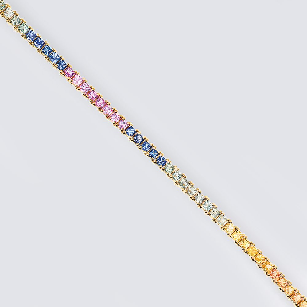 Tennis-Armband mit mehrfarbigen Saphiren
