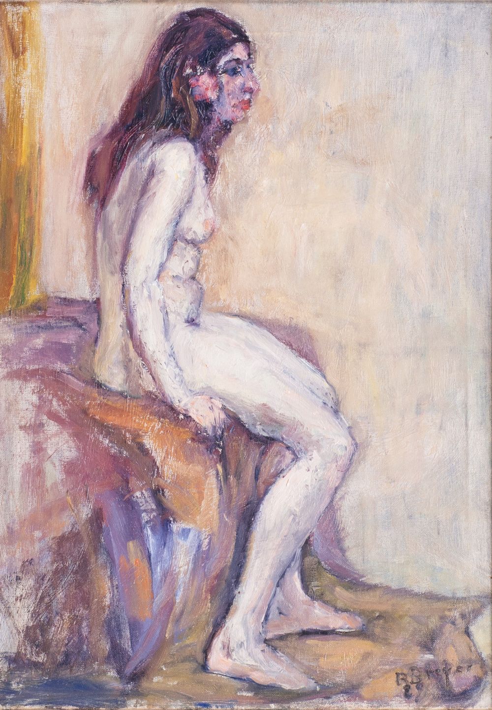 Robert Breyer - Sitzender Akt mit Rose im Haar Sitzender Akt mit Rose im Haar