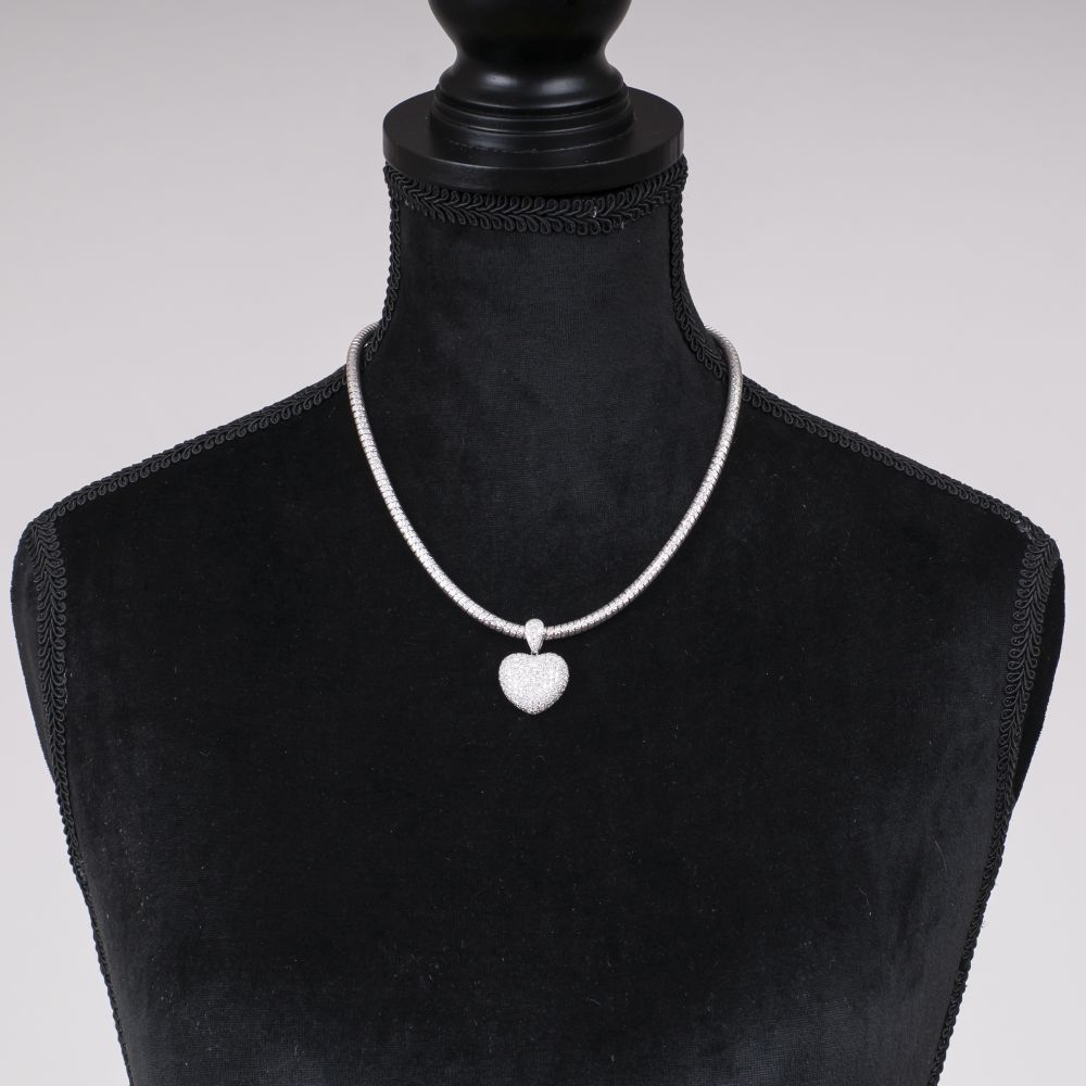 A Heart Shaped Diamond Pendant on Necklace - image 2
