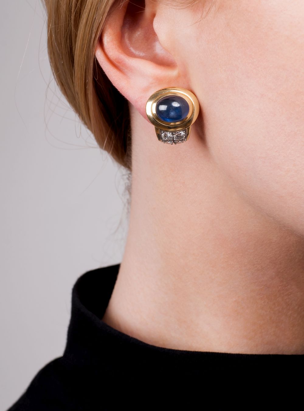 A Pair of Sapphire Diamond Earrings - image 2