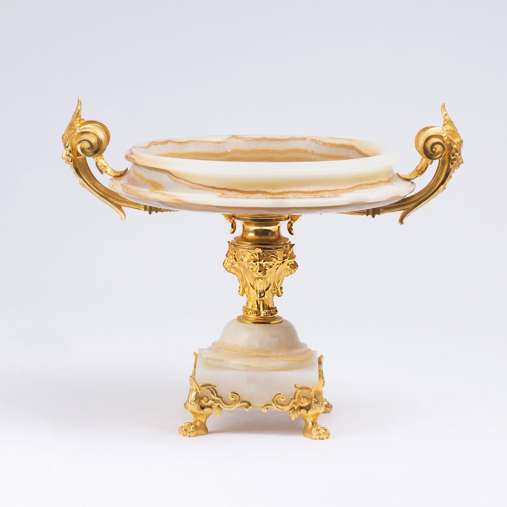 A grande Napoleon-III Centerpiece with Onyxmarble Bowl