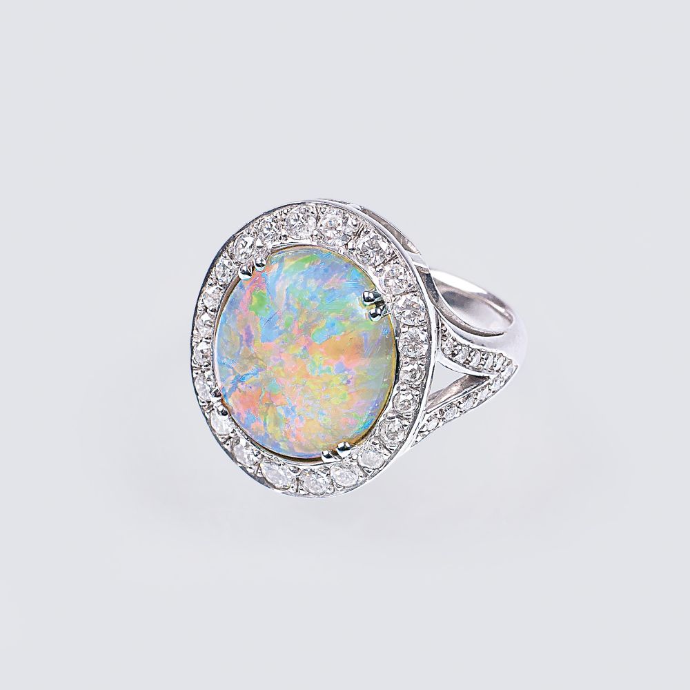 A Vintage Opal Diamond Ring