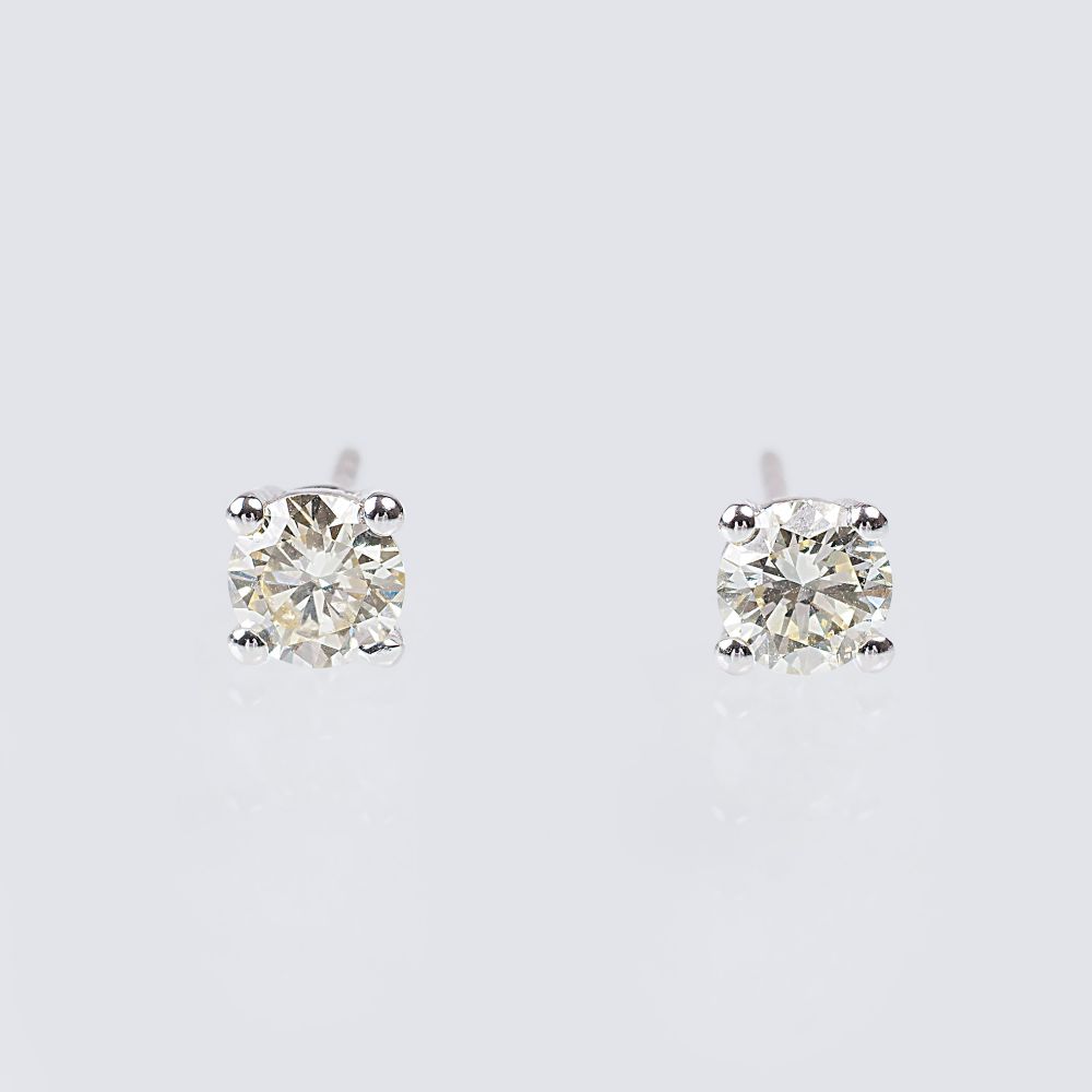 A Pair of Solitaire Diamond Earrings