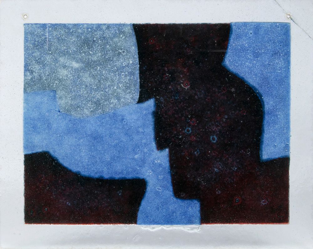 Glas-Tableau  'Komposition in Blau, Rot und Schwarz' - Bild 2