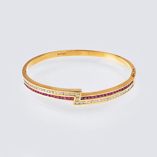 A Ruby Diamond Bangle Bracelet