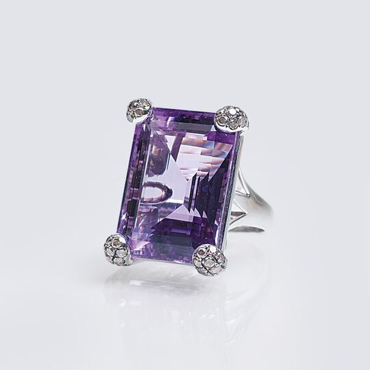 An Amethyst Diamond Cocktailring