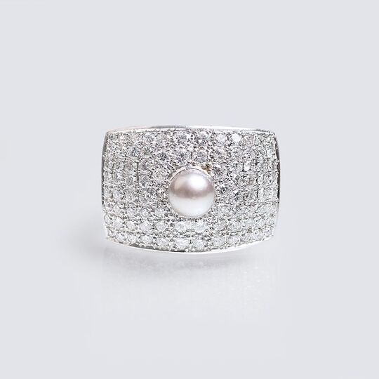 Diamant-Ring mit Perle