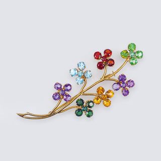 A Vintage Brooch with Coloured Gemstones