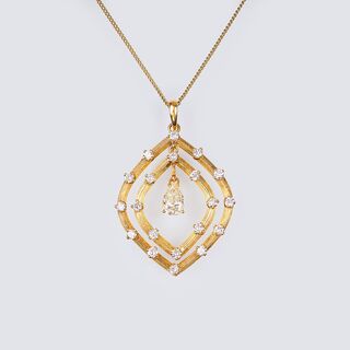 A Diamond Pendant with Solitaire Diamond on Necklace