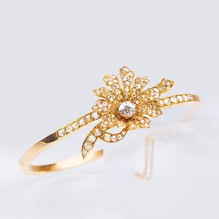 An Art Nouveau Bangle Bracelet with Diamonds