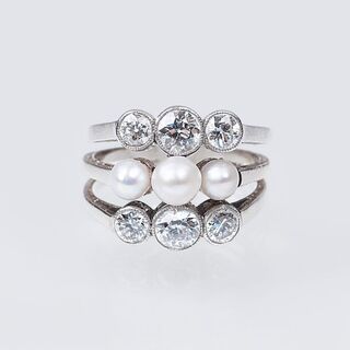 Jugendstil Diamant-Perl-Ring