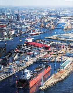 Panoramic View of the Port of Hamburg
