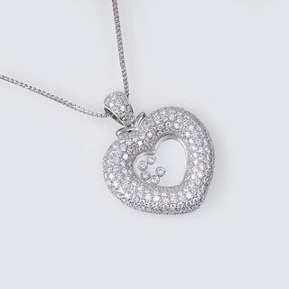 A large Heart shaped Diamond Pendant on Necklace