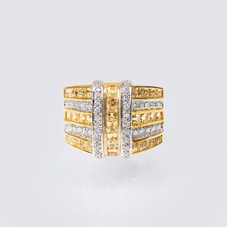 A Ring with Yellow Sapphires and Diamonds