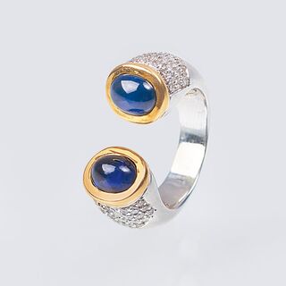 A modern Ring with Sapphires and Diamonds