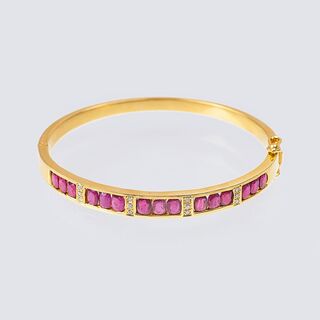 A Bangle Bracelet with Rubies and Diamonds