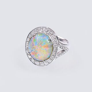 A Vintage Opal Diamond Ring