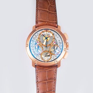 Semi-Skelettierte Herren-Armbanduhr 'Jumbo Chrono' in Roségold